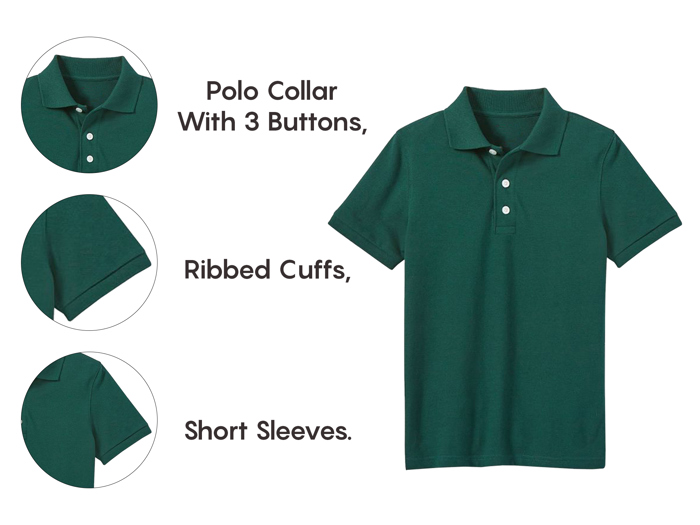 5-Pack School Uniform Tagless Polo Tshirt for Little Boys & Big Boys